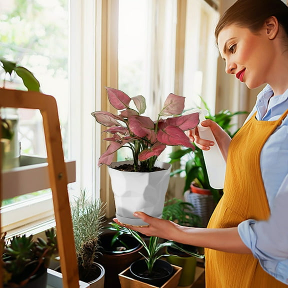 Rectangular Bonsai Pot Ceramic Planter Box with Drainage Hole for Cactus Herb Garden,White