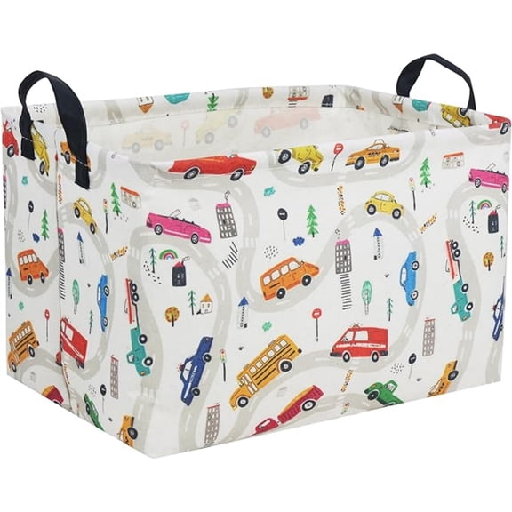 Rectangular Boys Basket,Kids Storage Basket with Handles for Car D r, Toy Box,Racing Storage BinCar