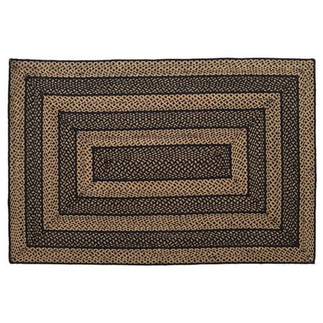 Rectangular Braided Area Rug in Black