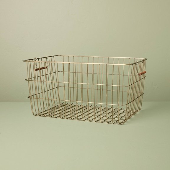 Rectangular Brass Wire Storage Basket