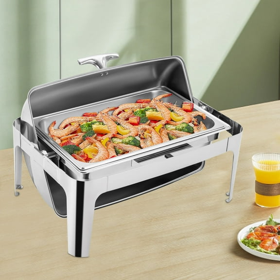 Rectangular Buffet Set, Roll Top Chafing Dish, Chafing Server Set For Commercial Catering, Buffets, Hotels
