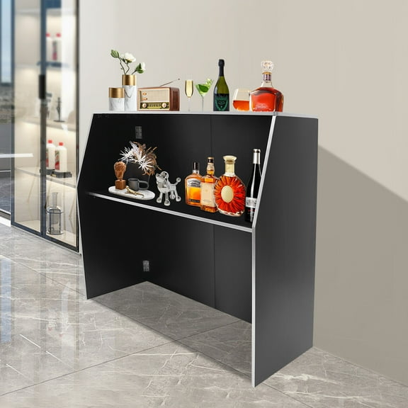 Rectangular Burr-free Design Foldable Bar Portable Event Bar Portable Bar Cabinet Black Waterproof Modern