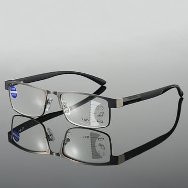 2-Pack Men's Classic Metal Rectangular Reading Glasses – Spring Hinge, Polycarbonate Lenses (Multiple Strengths)