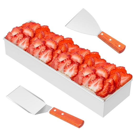 Rectangular Cake Mold with Baking Scraper Easy Demolding Aluminum Alloy Baking Frame for Tiramisu Cheesecake Toast