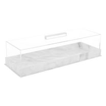Rectangular Cake Tray with Lid Acrylic Rectangle Cake Stand Clear Rectangle Cake Platter Marbleized Bakery Display Case Reusable Dessert Display Case Cake Tray for Countertop Cakes
