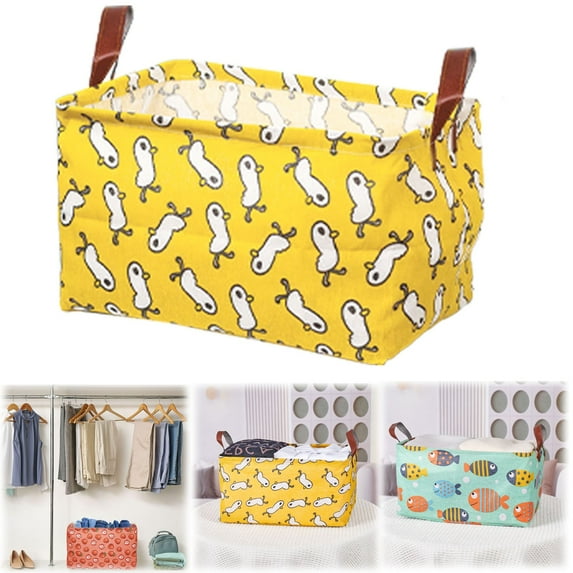 Rectangular Canvas Storage Bins with Handles - Collapsible Waterproof Organizer Basket for Toys, Clothes, Books - Multi-Purpose Home Storage Solution for Bedroom, Playroom, Bathroom