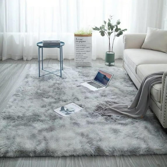 Rectangular Carpet Super Soft Indoor Modern Shag Area Silky Smooth Fur Rugs Fluffy Rugs Anti-Skid Shaggy Area Rug Dining Room Home Bedroom Carpet Floor Mat (Grey) 
