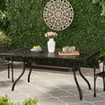 thumbnail image 1 of Rectangular Cast Aluminum Deck Table - Showcasing Wonderful Floral And Umbrella Option Outdoor Adorned With Intriguing Space, 1 of 2