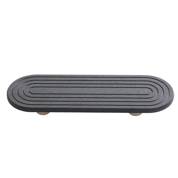 Rectangular Ceramic Tray with Raised Edges and Modern Grooved Design for Home Office Kitchen Bathroom Storage Organization