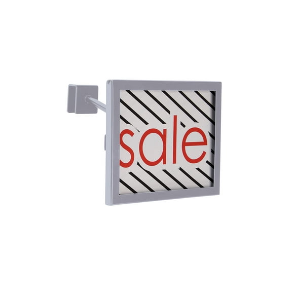 Rectangular Chrome Faceout Sign Holder for Dimensional Hangrail - Holds 7"W x 5 "H signs - Set of 2