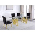 thumbnail image 1 of Rectangular Clear Glass 5pc Dining Set with Gold Stainless Steel Base, 1 of 3