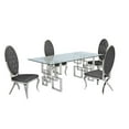 thumbnail image 1 of Rectangular Clear Glass 5pc Dining Set with Silver Stainless Steel Base, 1 of 3