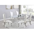 thumbnail image 1 of Rectangular Clear Glass 7pc Dining Set with Silver Stainless Steel Base, 1 of 7
