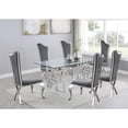 thumbnail image 1 of Rectangular Clear Glass 7pc Dining Set with Silver Stainless Steel Base, 1 of 5
