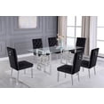 thumbnail image 1 of Rectangular Clear Glass 7pc Dining Set with Silver Stainless Steel Base, 1 of 3