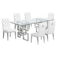 thumbnail image 1 of Rectangular Clear Glass 7pc Dining Set with Silver Stainless Steel Base, 1 of 3