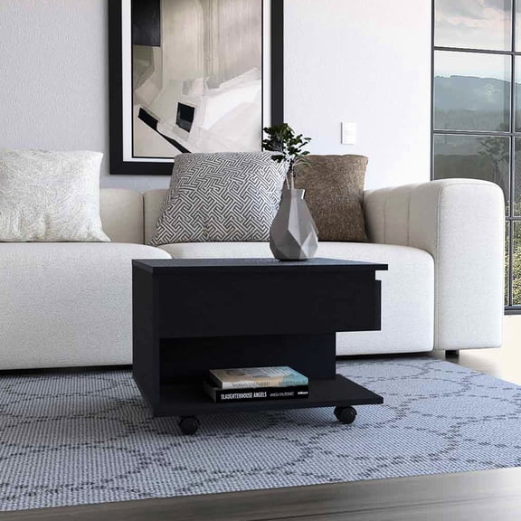 Rectangular Coffee Table for Living Space | Lift Top Function with Concealed Compartment | Particle Board Build | Overcomes Clutter Problem