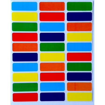 Rectangular Color Coding Labels 1 3/8 inch by 1/2 Inch - Value pack 6 Assorted colors Stickers semi gloss (360 Pack)