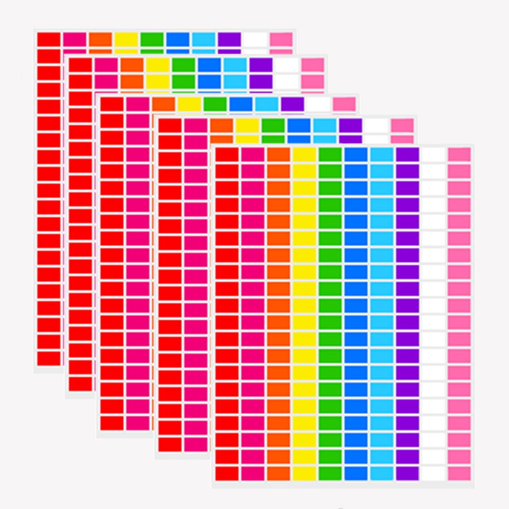 Rectangular Coloured Stickers,10 Colours Small Coloured Labels Stickers ...