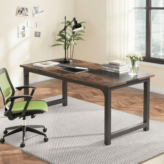 Rectangular Conference Table And Computer Desk For Meetings, Large Office Desk With Durable Engineered Wood Construction, Seats Six Comfortably