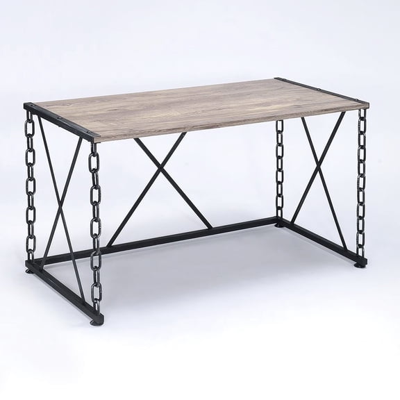 Rectangular Console Table for Home | Ideal for Primary Living Areas | Rustic Oak and Metal Chain Design | Brings Warmth to Entryways