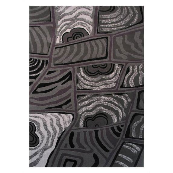La Rugs Urban Area Rugs - 231-90 Contemporary Black Striped Lines Swirls Blocks Rug