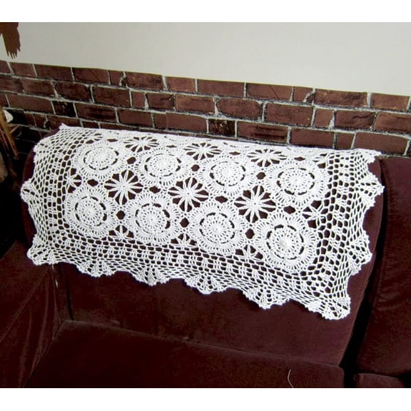 Rectangular Cotton Handmade Crochet Lace Table Runner Doilies Table Dresser Scarf Décor