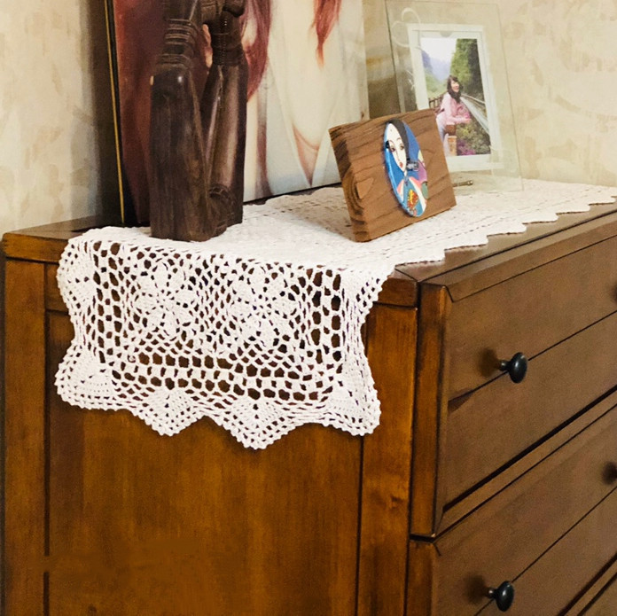 Rectangular Cotton Handmade Crochet Lace Table Runner Doilies Table