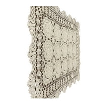 Rectangular Cotton Handwork Crochet Lace Table Runner Cloth Doilies, Table Centerpieces for Dining Room