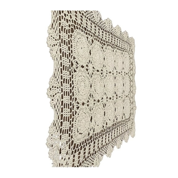 Rectangular Cotton Handwork Crochet Lace Table Runner Cloth Doilies, Table Centerpieces for Dining Room