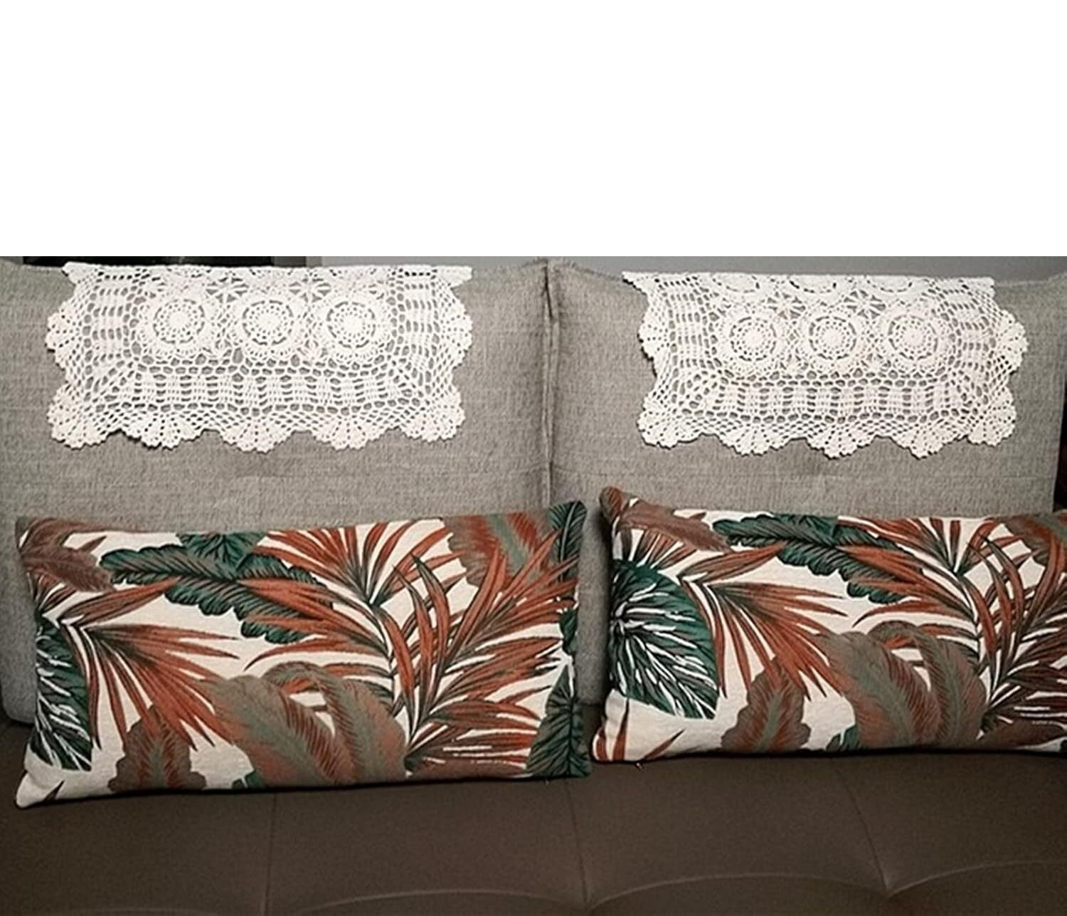 Rectangular Cotton Handwork Crochet Lace Table Runner Doilies for Coffee Table Dresser Scarf Centerpieces Décor,2PC