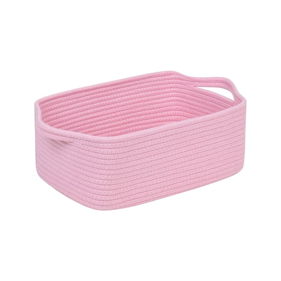Rectangular Cotton Rope Storage Basket with Handles for Organizing Shelves Closets Nursery Laundry Room
