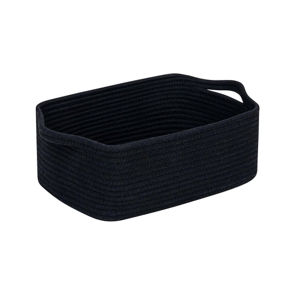Rectangular Cotton Rope Storage Basket with Handles for Organizing Shelves Closets Nursery Laundry Room