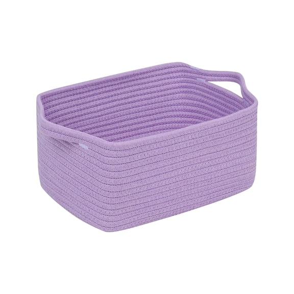 Rectangular Cotton Rope Storage Basket with Handles for Organizing Shelves Closets Nursery Laundry Room