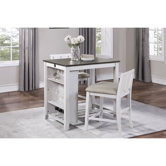 Rectangular Counter Height Dining With Charging And Seat Table Chairs 100% Fabric