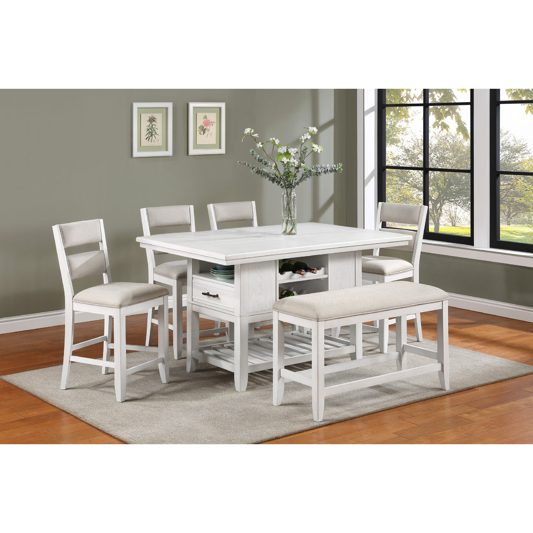 Rectangle Counter Table Rectangular Counter Height Table+Wine Rack & Shelf Storage”-“Kitchen ...