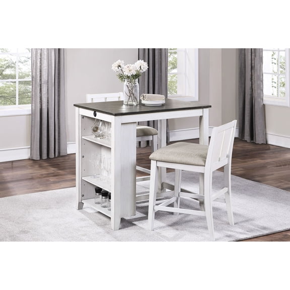 Rectangular Counter Table - Display Shelf Included - Dining Room Setting Up - Seats 2 Nicely