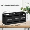 thumbnail image 1 of Rectangular Cutlery Storage Box - 6-Compartment Utensil Organizer For Knives, Forks, Spoons, Kitchen & Dining Tabletop Countertop Holder,black, 1 of 5
