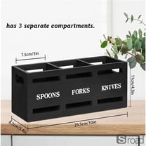 Rectangular Cutlery Storage Box - 6-Compartment Utensil Organizer For Knives, Forks, Spoons, Kitchen & Dining Tabletop Countertop Holder,black