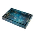 thumbnail image 1 of A&B Home Decorative Tray with Handles - Modern Minimalist Style Faux Leather Set of 2 Perfume Tray for Ottoman Couch Centerpiece Table Décor, Blue, 1 of 10