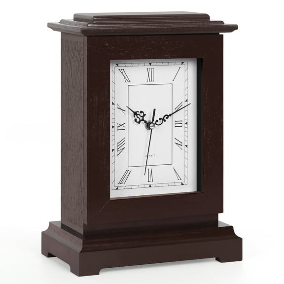 Rectangular Desk Clock for Study Room Bedroom Mahogany