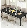 Rectangular Dining Table for 6-8 People, 78.7” Long Kitchen Table with Irregular Curved Edge, 15mm MDF Desktop & Metal Frame, Waterproof Scratch-Resistant Dining Room Table for Home Office,Black