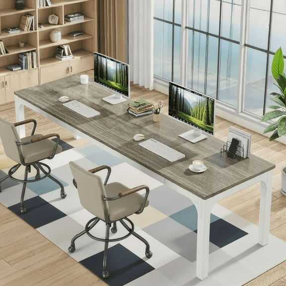 Rectangular Dining Table 78 Inch Long, Modern Industrial Kitchen Table For 6-8 People, Scratch Resistant Surface With Heavy Duty Metal Frame