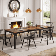 Rectangular Dining Table 78 Inch Long, Modern Industrial Kitchen Table For 6-8 People, Scratch Resistant Surface With Heavy Duty Metal Frame
