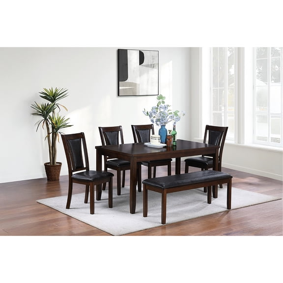 Rectangular Dining Table and Chair Ensemble | Ideal for Casual Dinners | Featuring Rubberwood and Padded Cushions | Addresses Comfort and Space Requirements