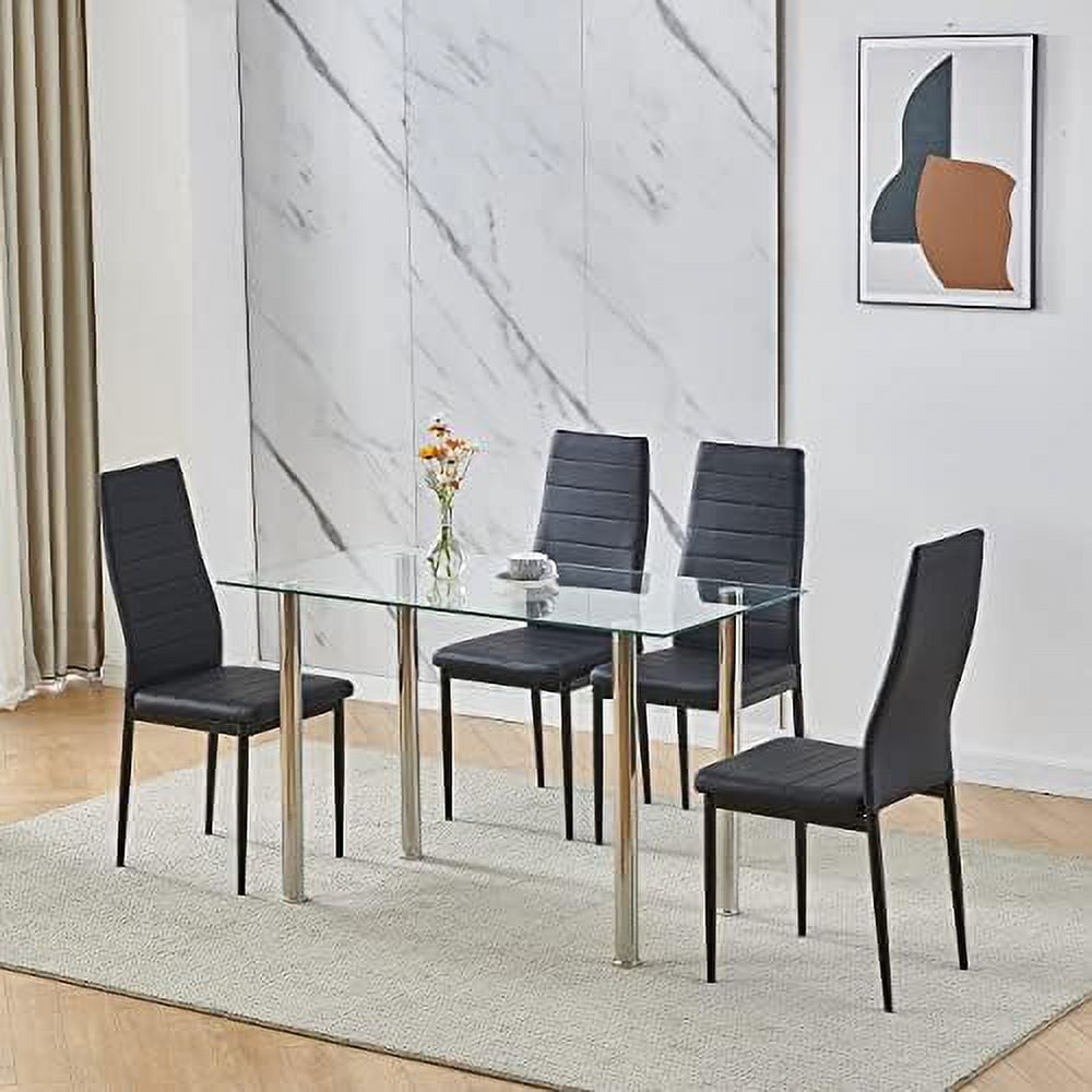 Rectangular Dining Table Chair Set with 2Tier Shelving Space Saving