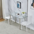 thumbnail image 1 of Rectangular Dining Table Chair Set Space Saving Dining Room Home Furniture Clear Transparent Glass Stainless Steel Metal Legs for 2 People, 1 of 9