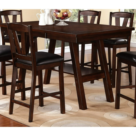 Rectangular Dining Table, Dark Walnut, Counter Height, Constructed From Rubberwood Construction Height Made Material