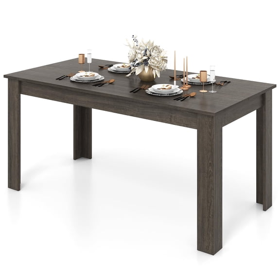 Rectangular Dining Table For 6, Grey Wood Finish, 63 L x 31.5 W x 30 H