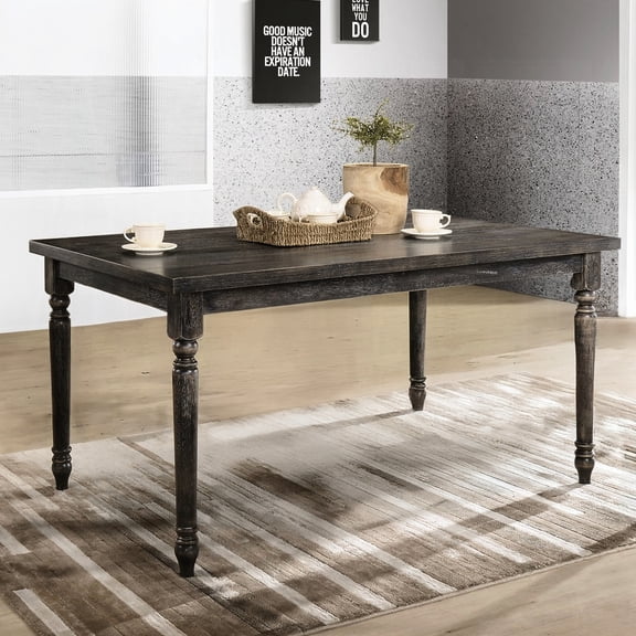 Rectangular Dining Table In Weathered Grey - Spacious For 6, Composed Of , Rubberwood Veneer, And Oak Veneer With Top Stable Support 6